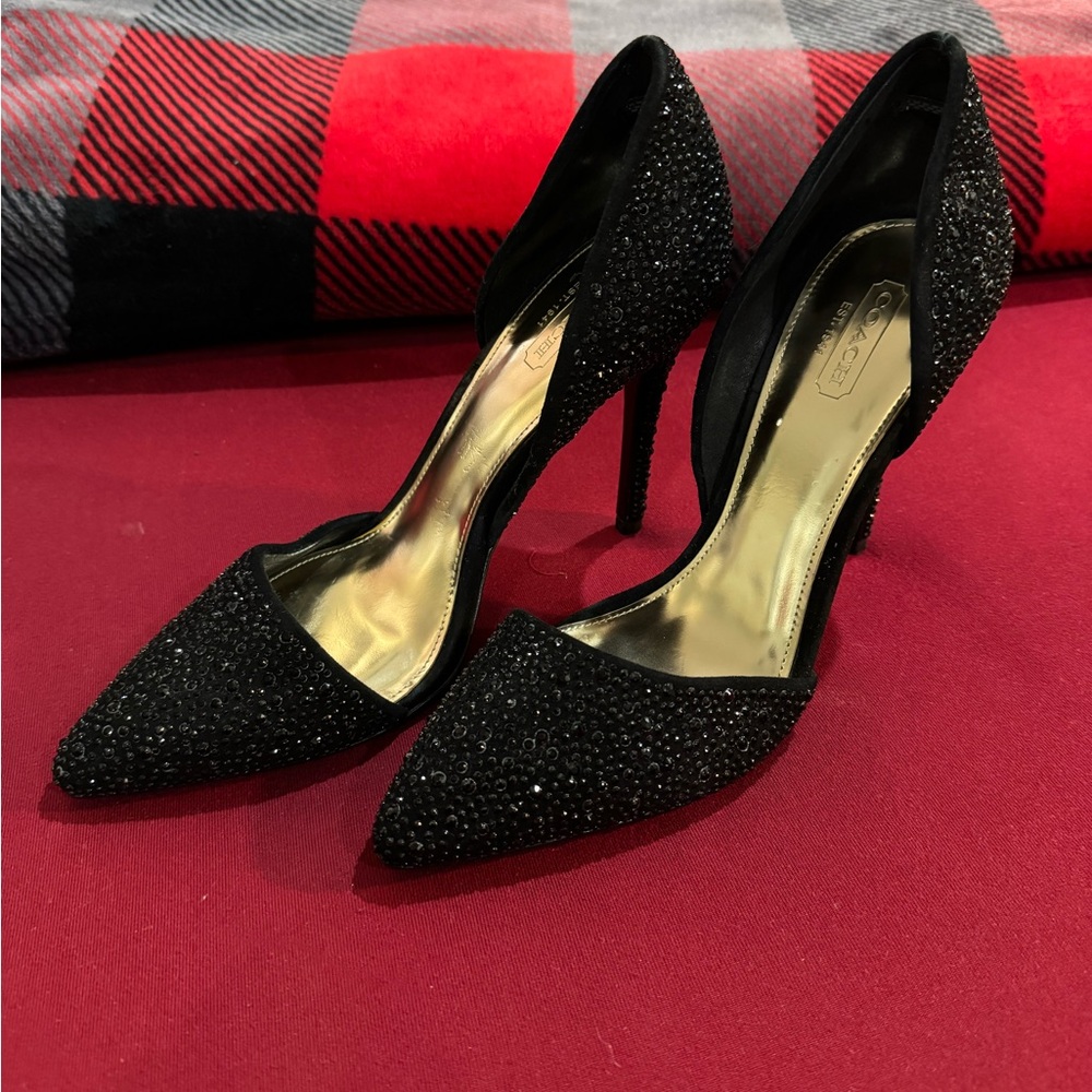 Coach Hollis Pumps Elegant Black Glitter Heels